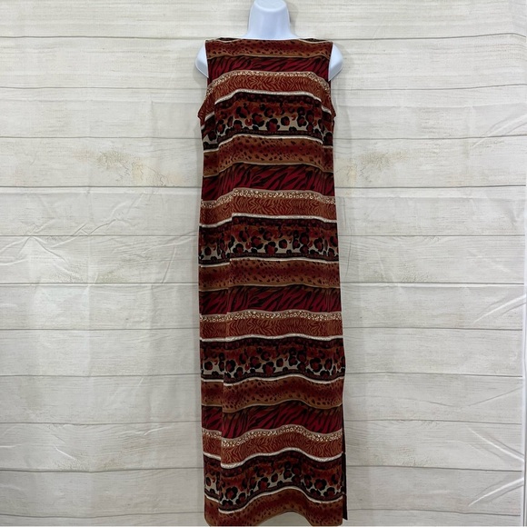 Kathie Lee Brown Animal Print Sleeveless Maxi Dress - Picture 1 of 10